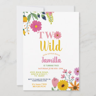 Invitación Dos flores silvestres Cumpleaños Chica de Petales