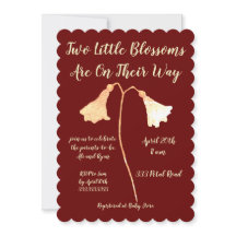 Dos florines Red Gold Flower Twins Baby Shower