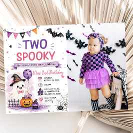Invitación Dos fotos de cumpleaños de Halloween espeluznantes