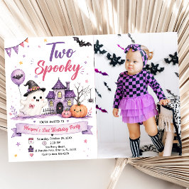 Invitación Dos Fotos de Cumpleaños de Halloween Espeluznantes