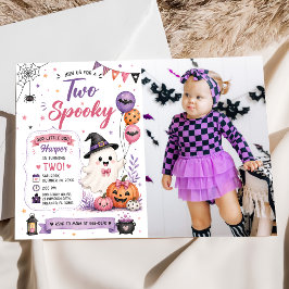 Invitación Dos fotos de cumpleaños de Halloween espeluznantes