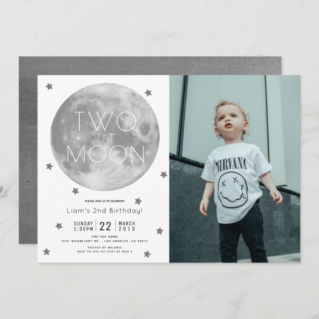 Invitación Dos fotos del niño blanco de la luna (Anverso / Reverso)