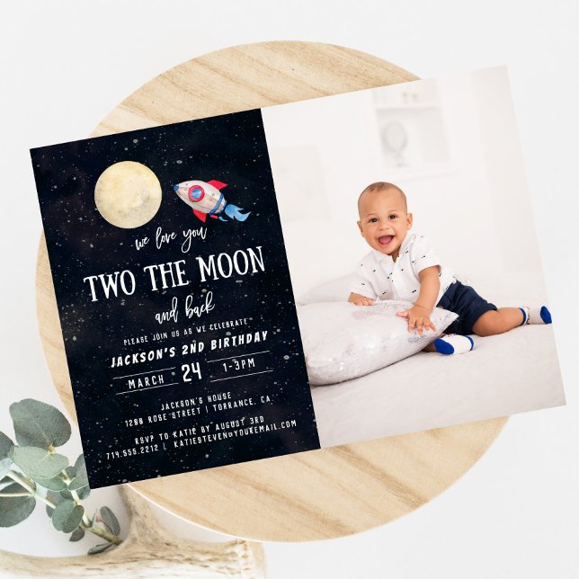 Invitación Dos fotos del niño del segundo cumpleaños de la lu (Subido por el creador)