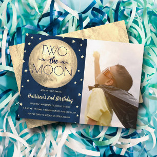Invitación Dos fotos del segundo cumpleaños de la luna