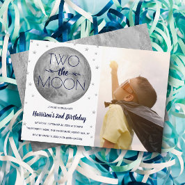 Invitación Dos fotos del segundo cumpleaños de la luna