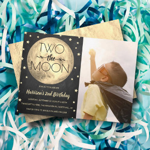 Invitación Dos fotos del segundo cumpleaños de la luna