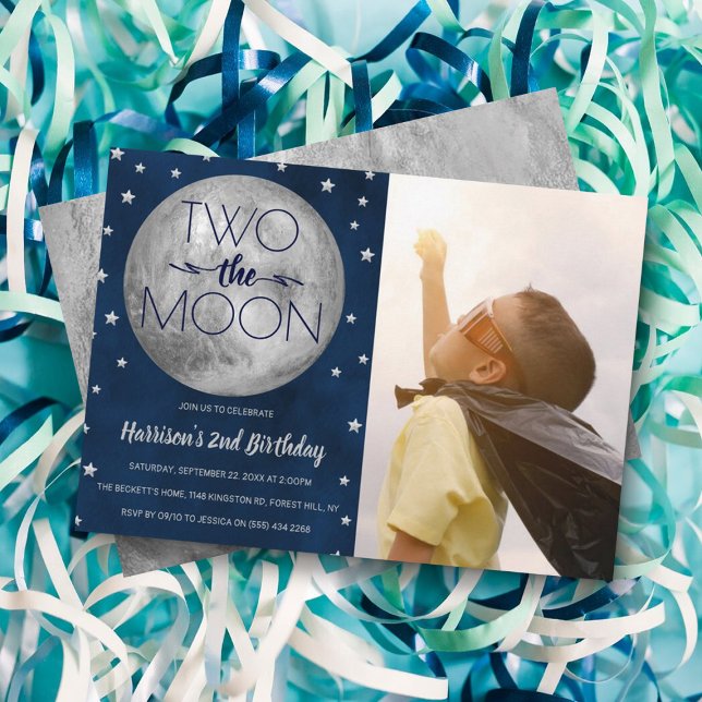 Invitación Dos fotos del segundo cumpleaños de la luna (Subido por el creador)