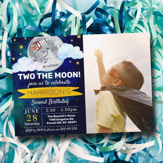 Invitación Dos fotos del segundo cumpleaños de la luna (Subido por el creador)