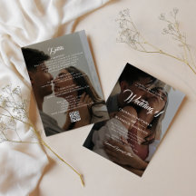 Dos fotos en blanco y negro con Boda QR CODE