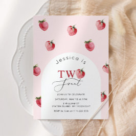 Invitación Dos fresas dulces en segundo cumpleaños