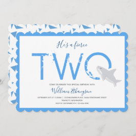 Invitación Dos furiosos animales azules de tiburón blanco cum