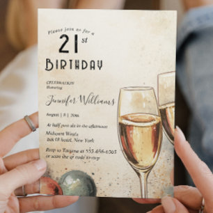 Invitación Dos gafas de campaña fiesta de 21 años