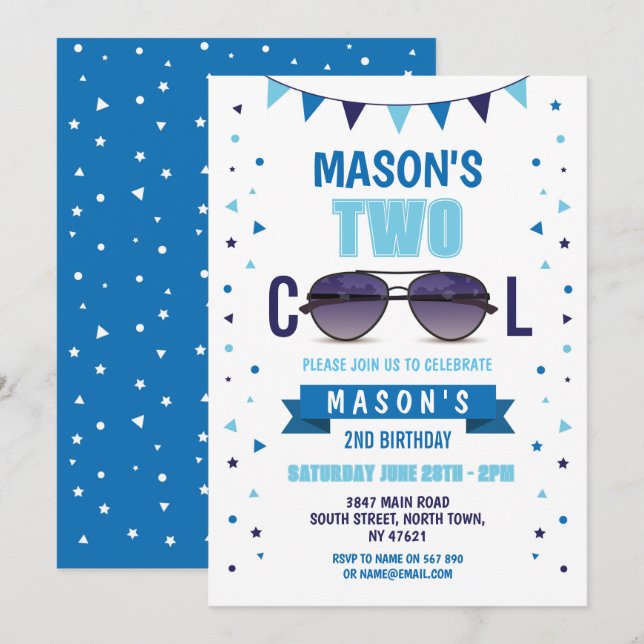Invitación Dos gafas de sol de cumpleaños de Guay Chicas de v (Anverso / Reverso)