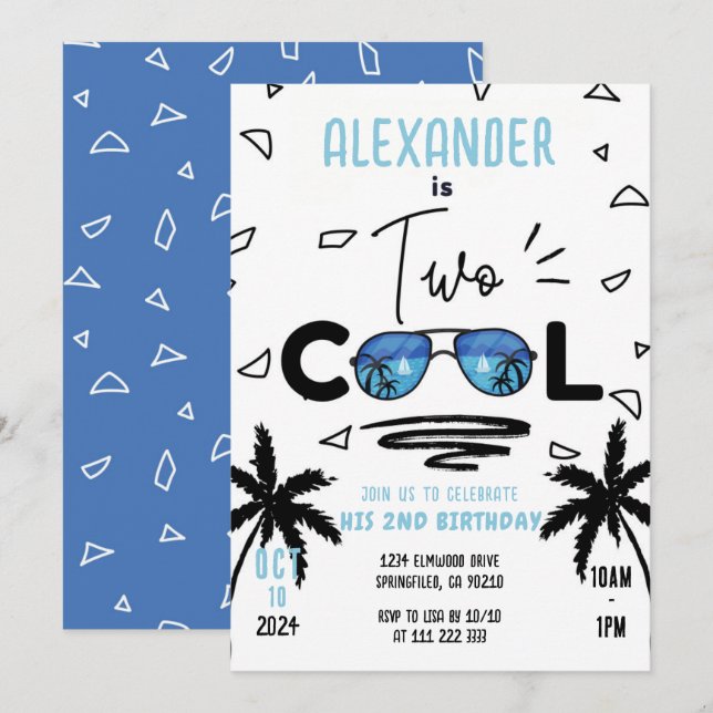 Invitación Dos gafas de sol de cumpleaños de verano de Guay B (Anverso / Reverso)