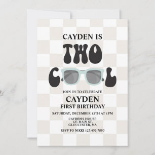 Invitación Dos gafas de sol geniales y Cumpleaños 2 Checker