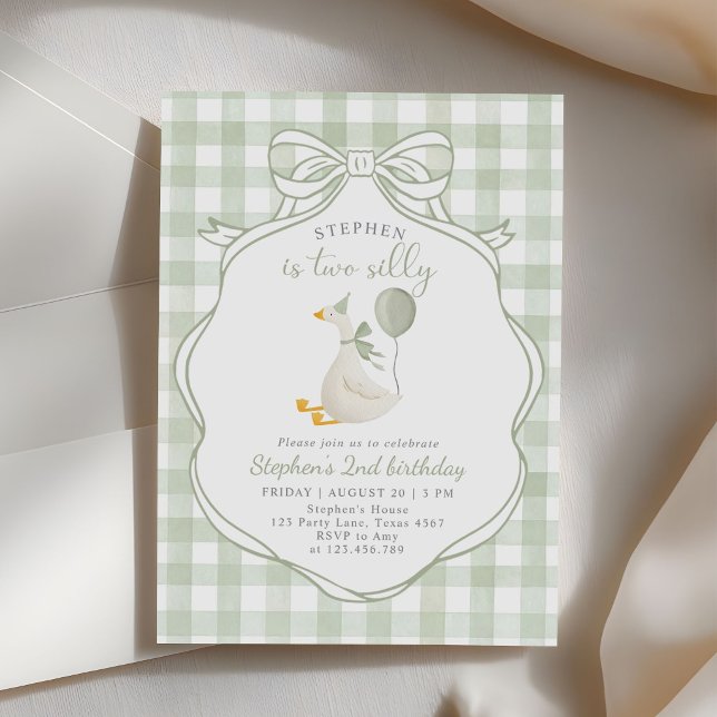 Invitación Dos Ganso Tonto Arco Verde Cumpleaños 2 (Subido por el creador)