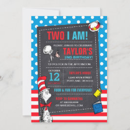 Invitación Dos | Gato en el cumpleaños del Gorra Chalkboard