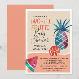 Invitación Dos gemelos Frutti Baby Shower