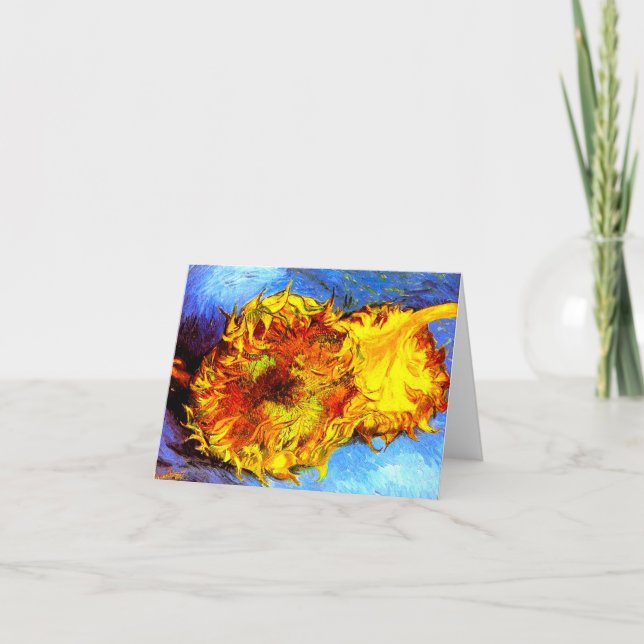 Invitación Dos girasoles cortados Van Gogh (Anverso)