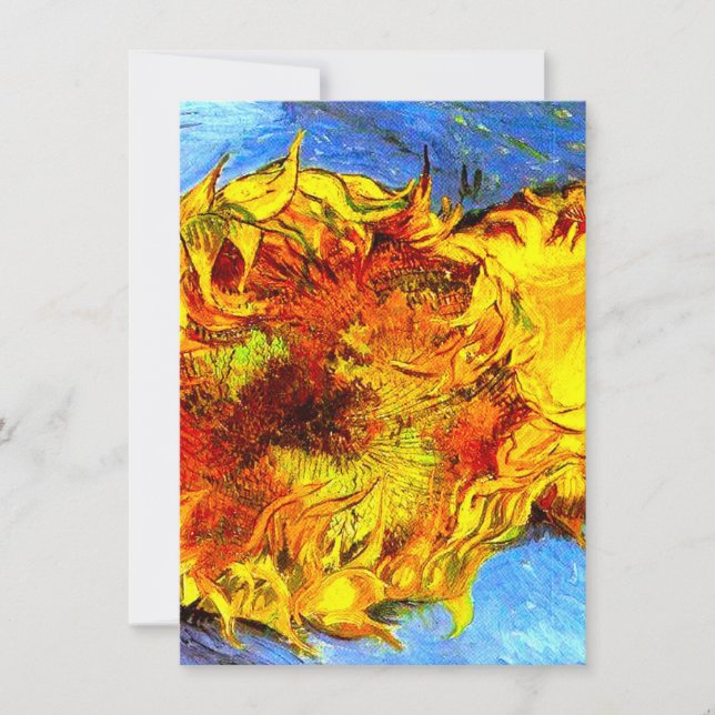 Invitación Dos girasoles cortados Van Gogh (Anverso)