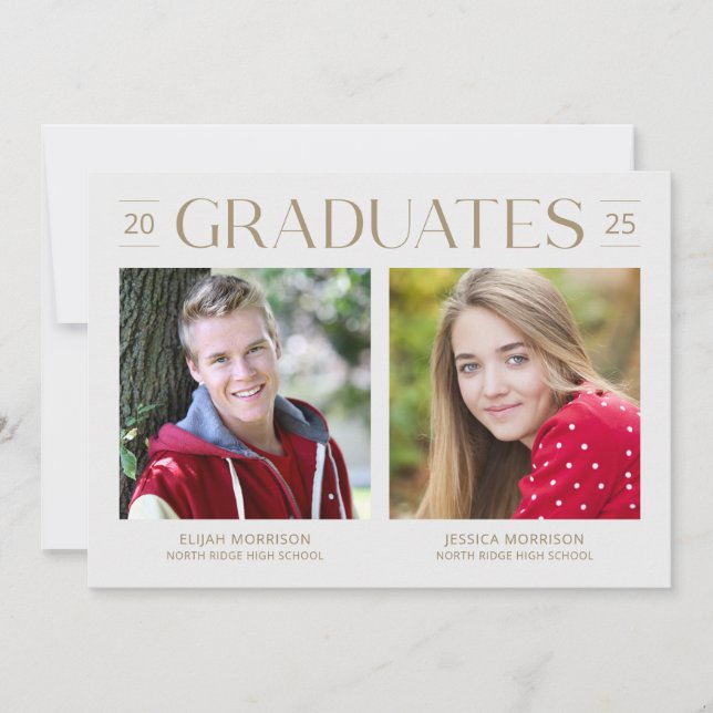 Invitación Dos graduados de la fiesta de graduación de la fot (Anverso)