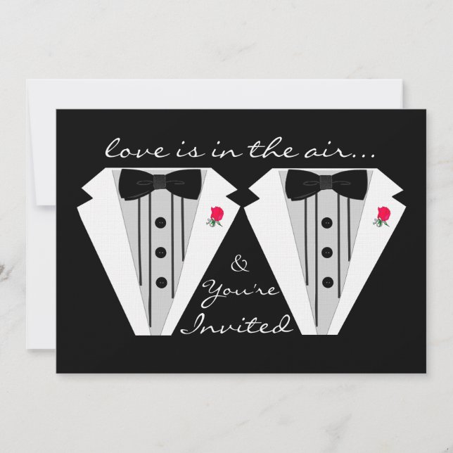 Invitación Dos Grooms-Boda gay-Tuxedo (Anverso)