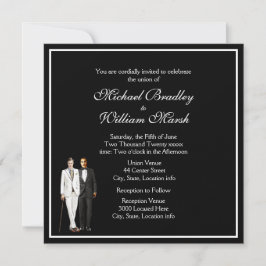 Invitación Dos Grooms en blanco y negro