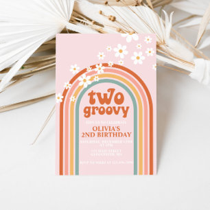 Invitación Dos groovy cumpleaños de margarita boho floral arc