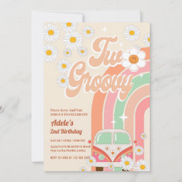 Invitación Dos Groovy dos Camisetas Arcoiris de Cumpleaños Ro