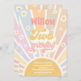 Invitación Dos Groovy Hippie Segundo Cumpleaños Sunshine Dais