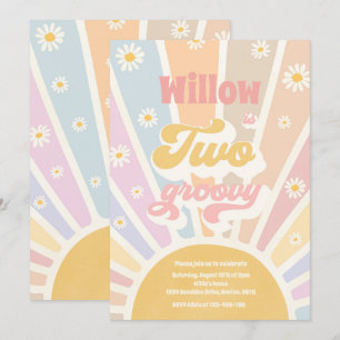Invitación Dos Groovy Hippie Segundo Cumpleaños Sunshine Dais