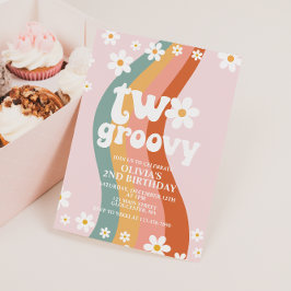 Invitación DOS Groovy margarita arcoíris cumpleaños 2