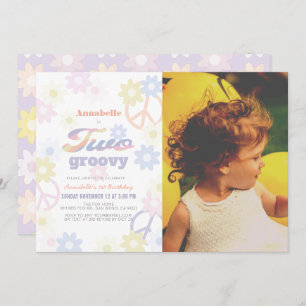 Invitación Dos Groovy Pastel color Daisy 2º cumpleaños foto