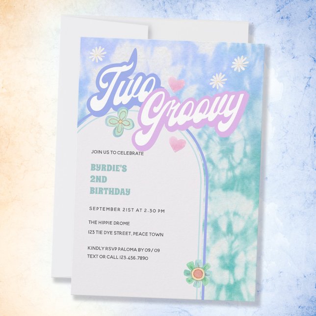 Invitación Dos Groovy Pastel Tie Dye Fiesta de Cumpleaños 2 (Subido por el creador)