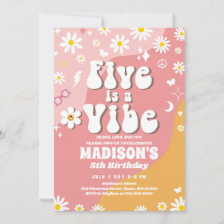 Invitación Dos Groovy quinto cumpleaños Fiesta de amor por la