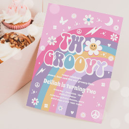 Invitación Dos Groovy segundo cumpleaños Fiesta de amor por l