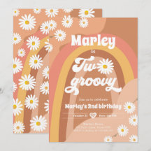 Dos Groovy Segundo Cumpleaños Retro Boho Daisy