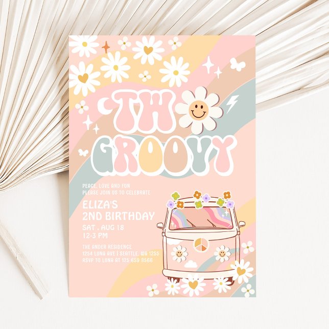 Invitación DOS Groovy Van 2do Cumpleaños Pastel Groovy (Subido por el creador)