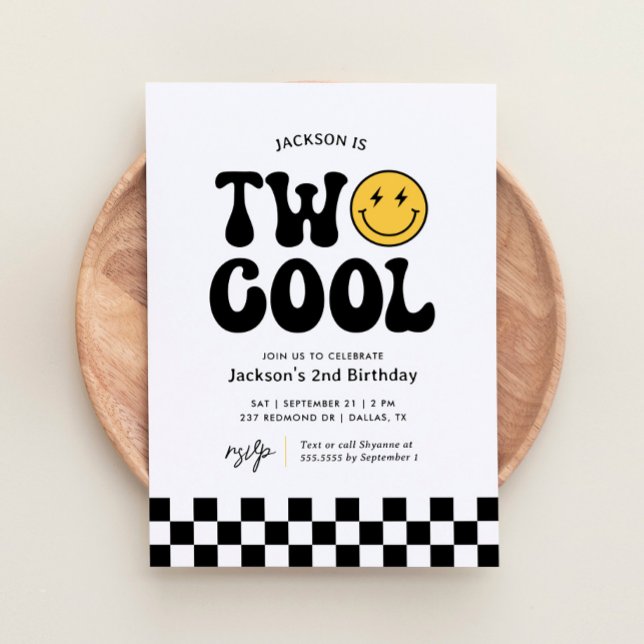 Invitación Dos Guay Checker Happy Face 2º cumpleaños (Subido por el creador)