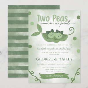 Invitación Dos guisantes en un Baby Shower de Chicas gemelos