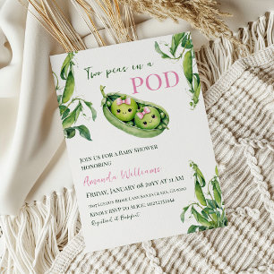 Invitación Dos guisantes en un Baby Shower de gemelos Chica r