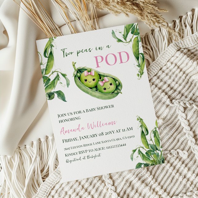 Invitación Dos guisantes en un Baby Shower de gemelos Chica r (Subido por el creador)
