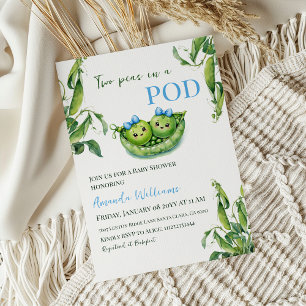 Invitación Dos guisantes en un Baby Shower de pod Blue