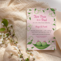 Dos guisantes en una niña bebé ducha doble invitac