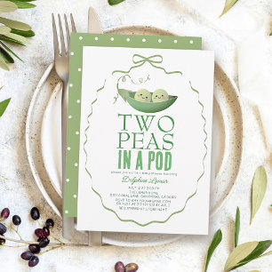 Invitación Dos Guisantes en una Vaina Arco Verde Cumpleaños G