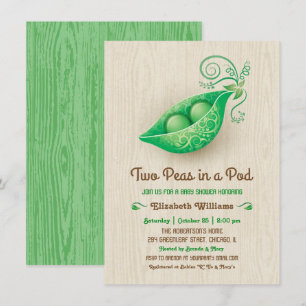 Invitación Dos guisantes rusos en un Baby Shower de dos gemel