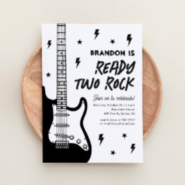 Invitación Dos Guitarra de Rock Listo Segundo Cumpleaños