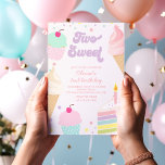 Invitación Dos helados dulces y dos bizcochos<br><div class="desc">¡Dos dulces! Helados,  rociadores y tartas invitan a cumplir 2 años.</div>
