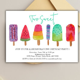 Invitación Dos Helados Paletas Dulces Fiesta de Cumpleaños nú