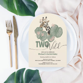 Invitación Dos jirafas de arca salvaje Fiesta de cumpleaños s